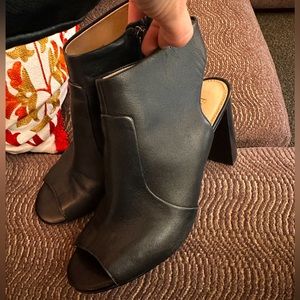 Essex Lane Women’s Open Toe Leather Booties - Block heel